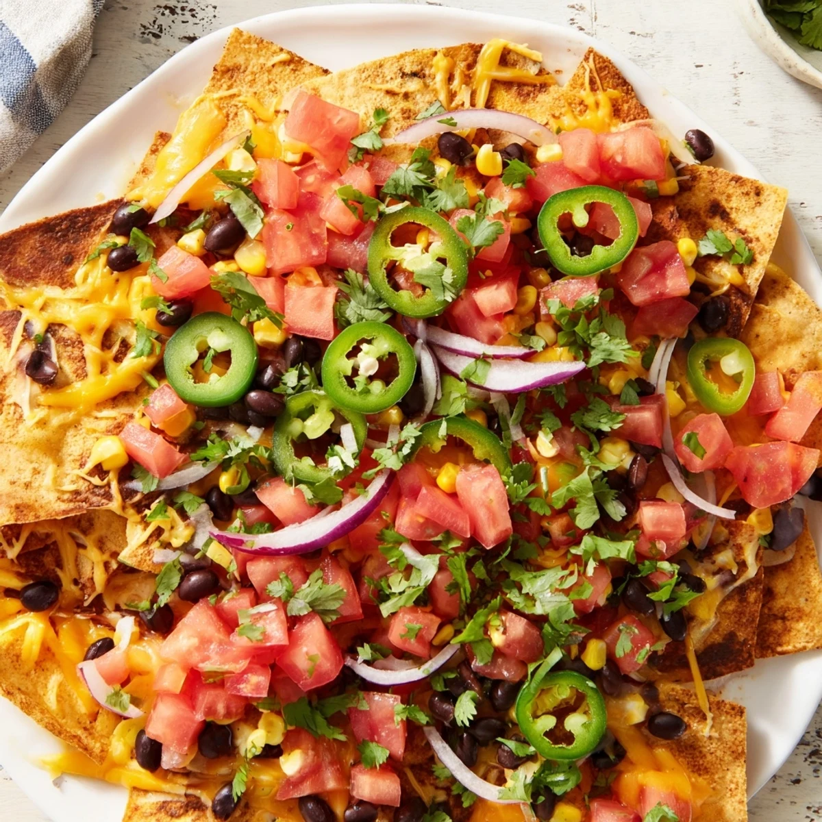 Imagine a tray of delicious Sheet Pan Nachos: crispy chips covered in melted cheese and fresh salsa.