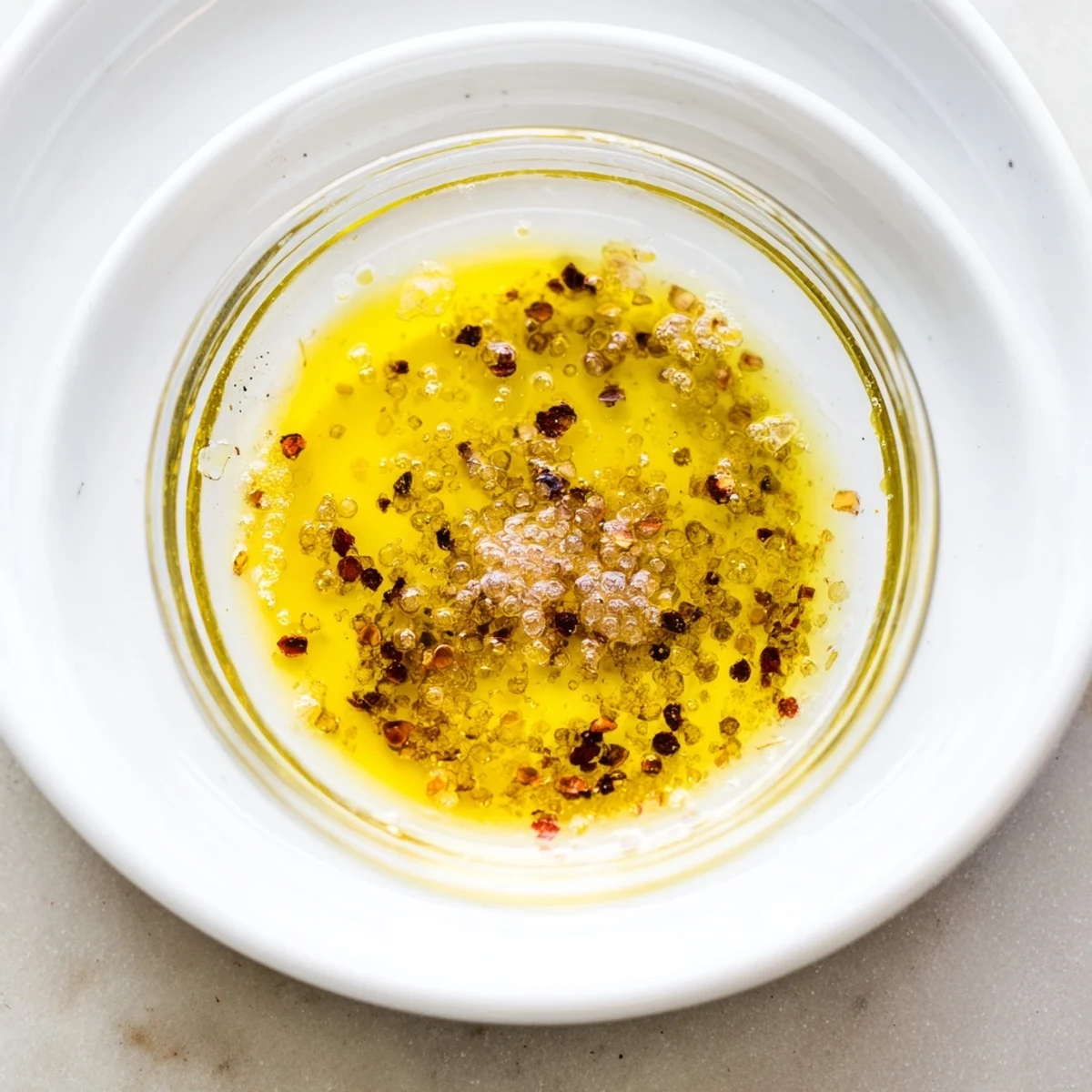 Homemade Simple Honey Vinaigrette Salad Dressing glistens, with a perfect balance of sweet and tangy flavors.