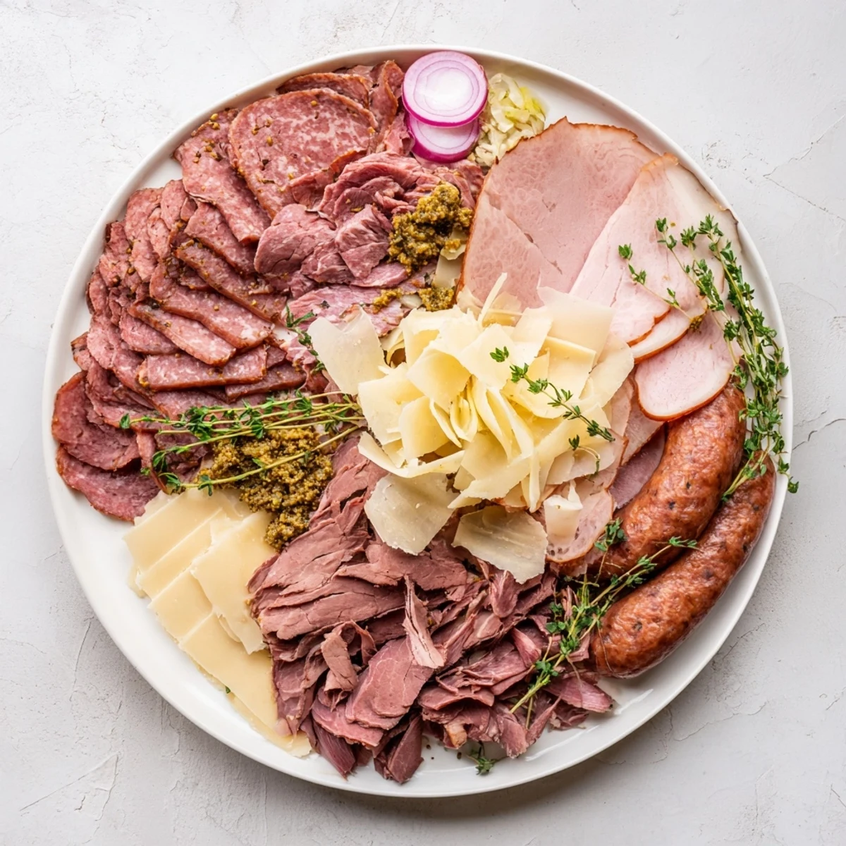 Rustic The Burlap & Lace assortment: a platter of meats, cheeses, and accompaniments ready to be savored.