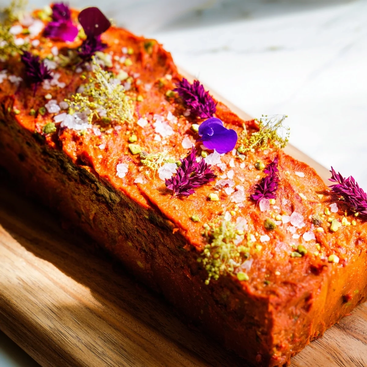 The Modernist Stripe features vibrant red beet purée, carrot, avocado stripes with artful garnishes.