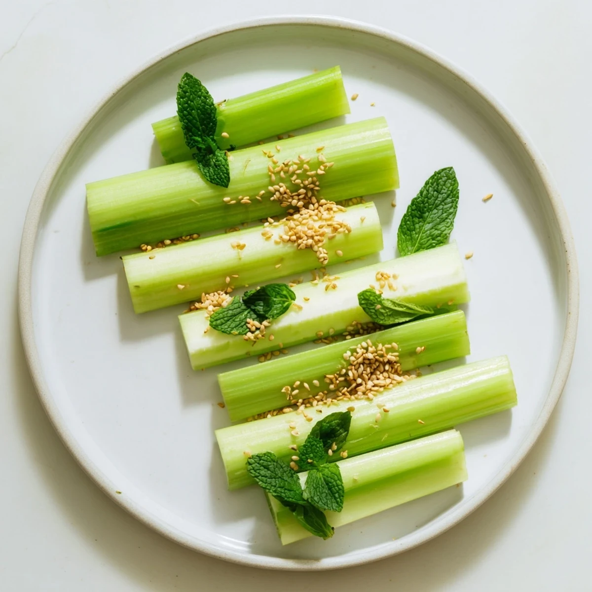 Visualize The Bamboo Zen: cool cucumber and celery sticks ready to be dipped and enjoyed.