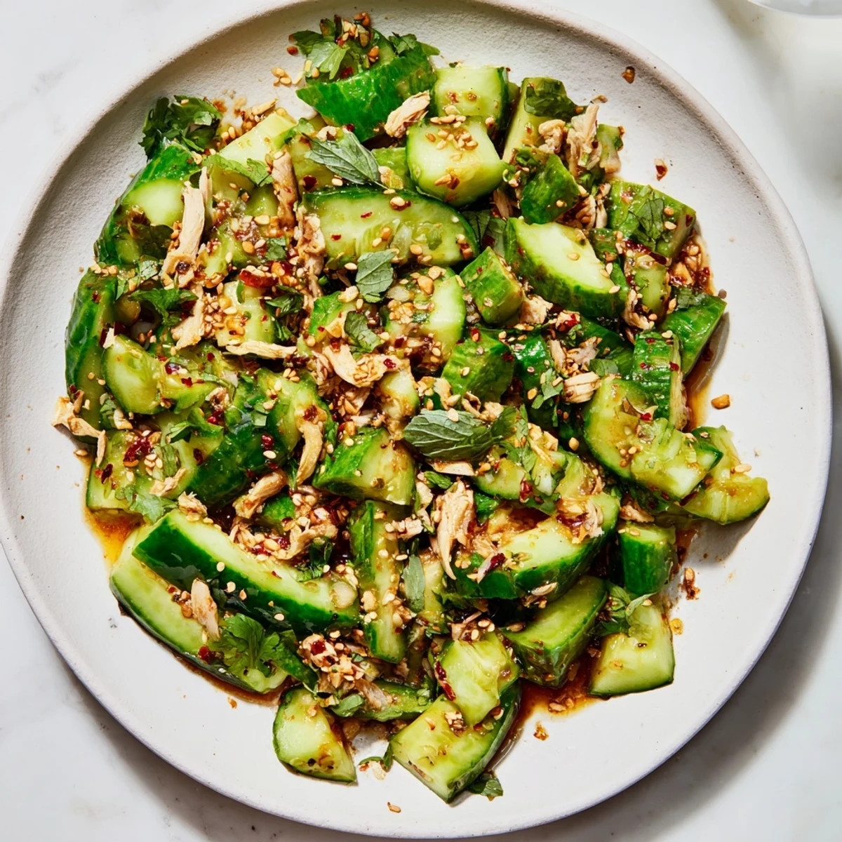 This cool and crunchy Whole Cucumber Logan Salad combines Asian flavors with tender rotisserie chicken.