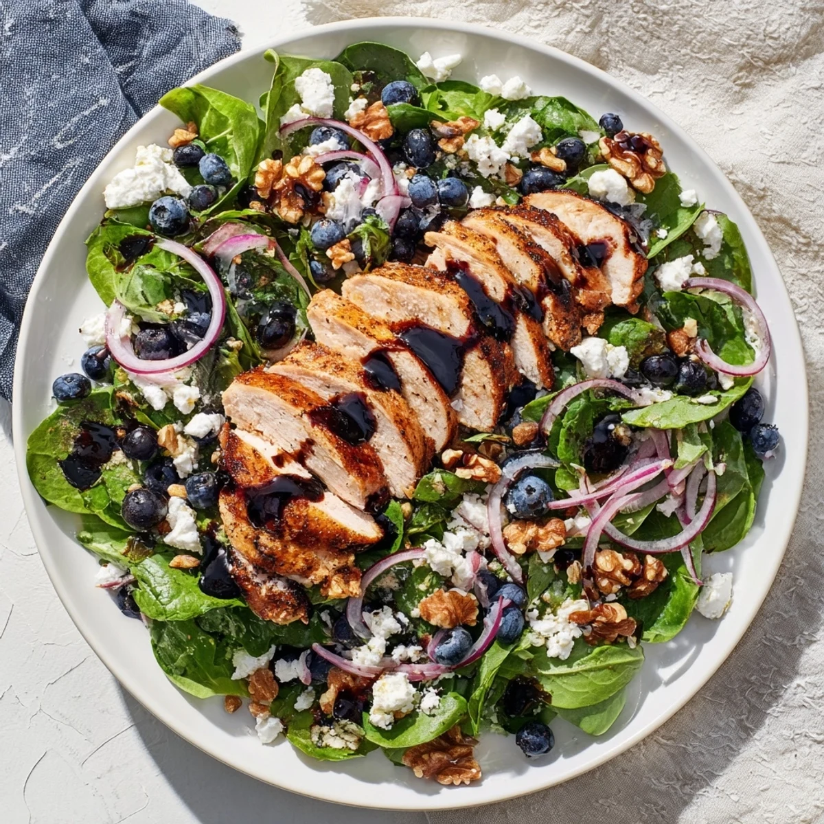 This flavorful Blueberry Goat Cheese Chicken Salad features tender grilled chicken with sweet blueberries and creamy cheese.