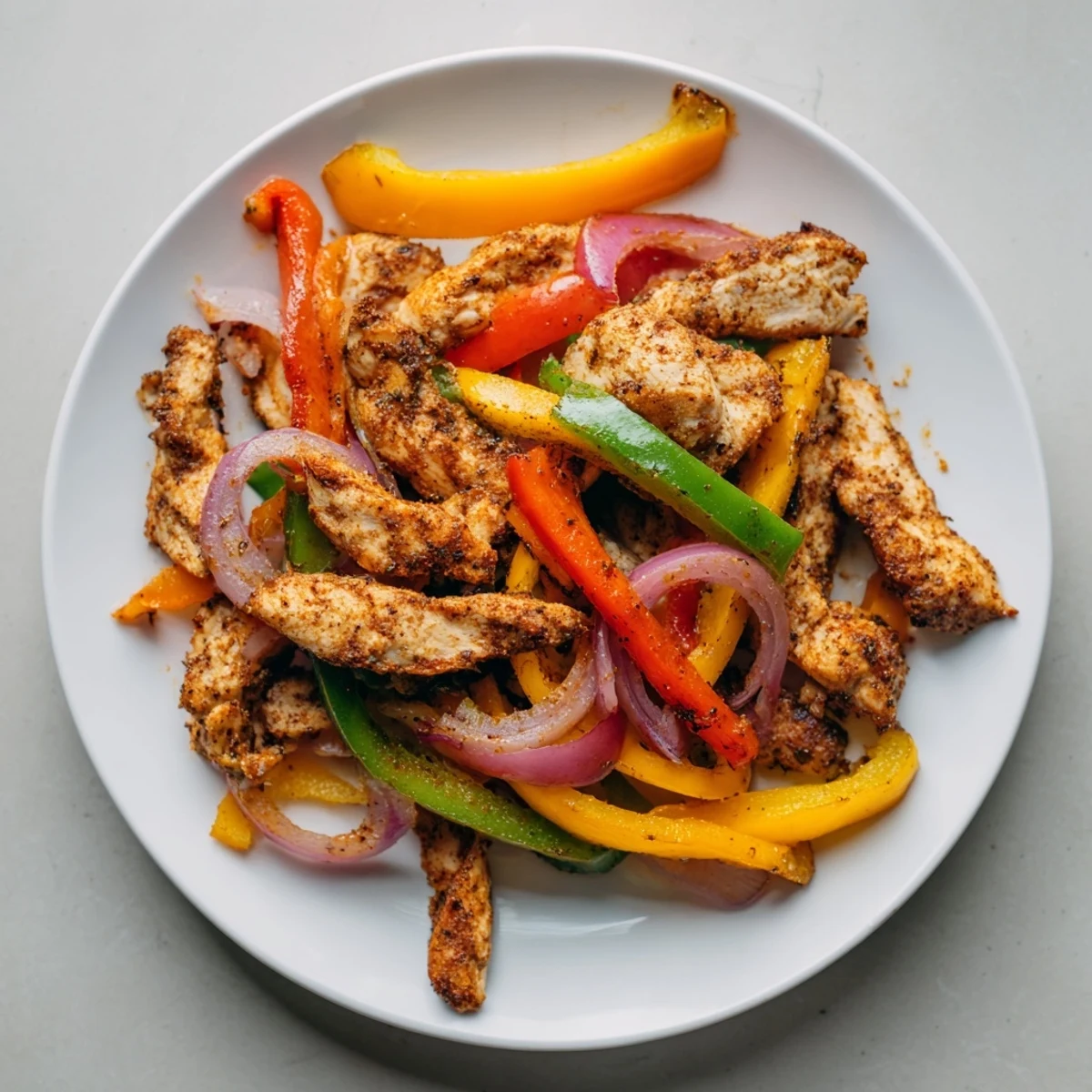Sheet-Pan Chicken Fajitas, sizzling on a sheet pan, ready to be served with warm tortillas and fresh toppings.
