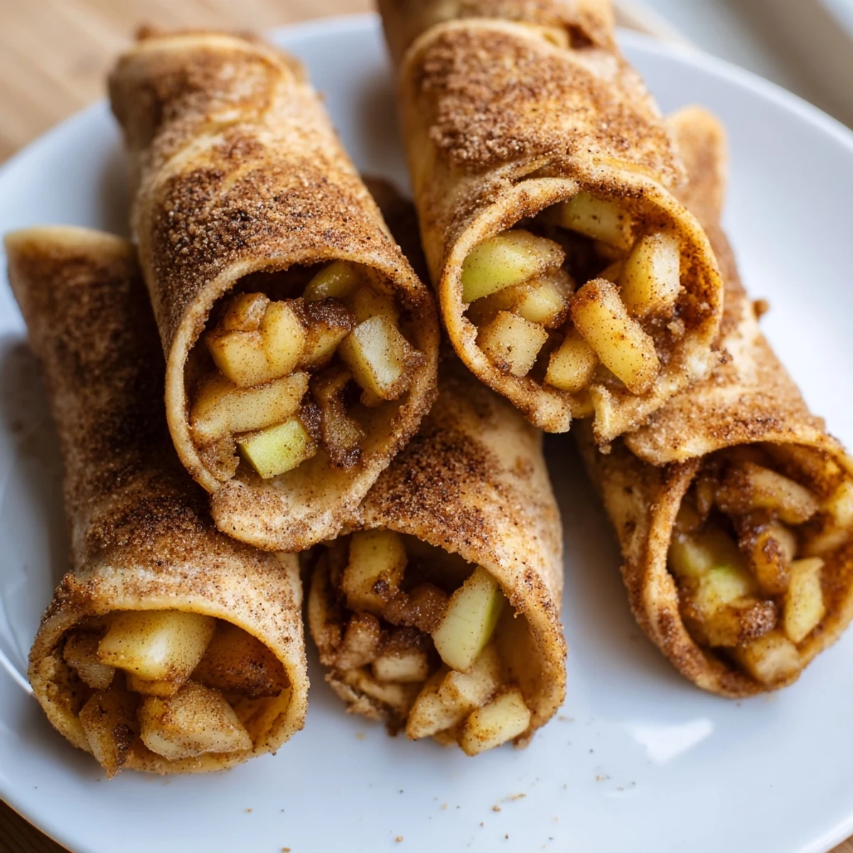 Golden-brown Apple Pie Roll-Ups fresh from the oven, ready to serve warm with a drizzle.