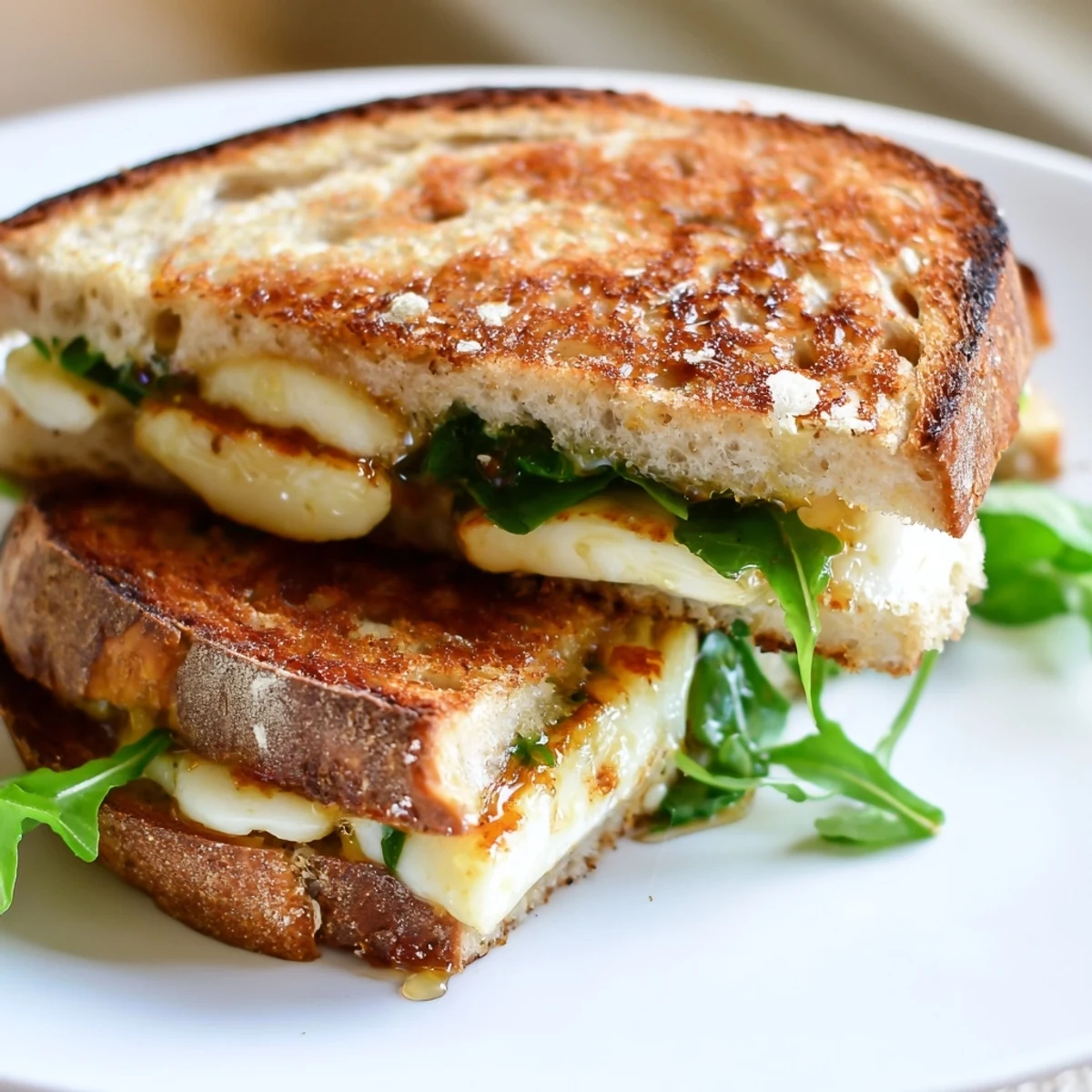 Golden-brown Crispy Halloumi Grilled Cheese, ready to be sliced, offering a perfect, melty bite.