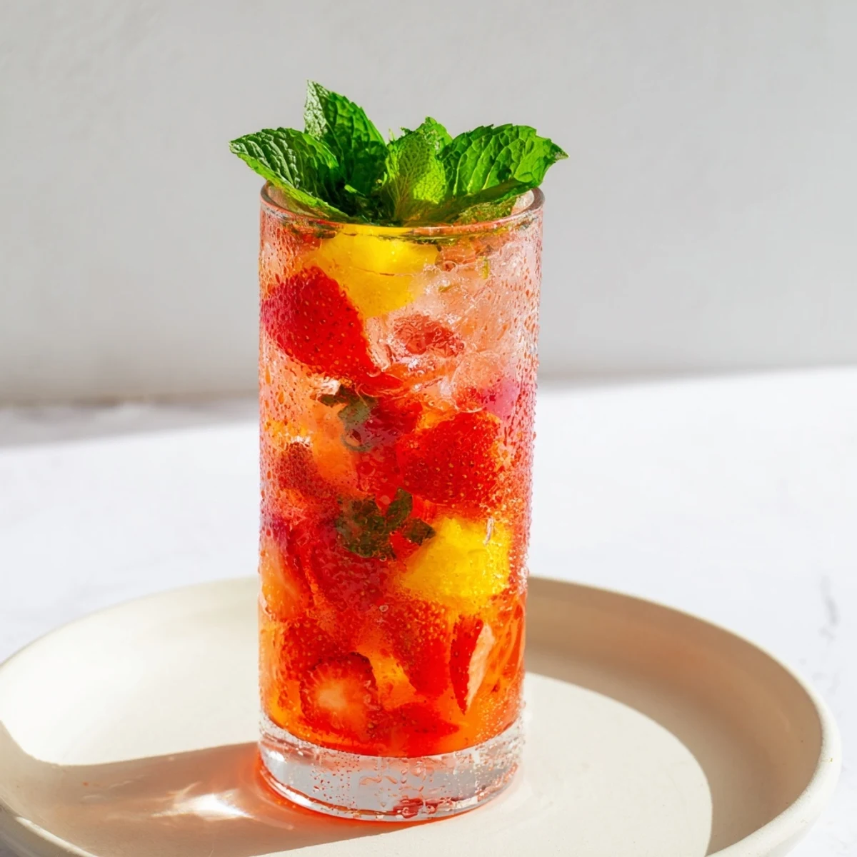 Refreshing DIY fruit refresher drinks, chilled and bubbly, perfect for a hot summer day.