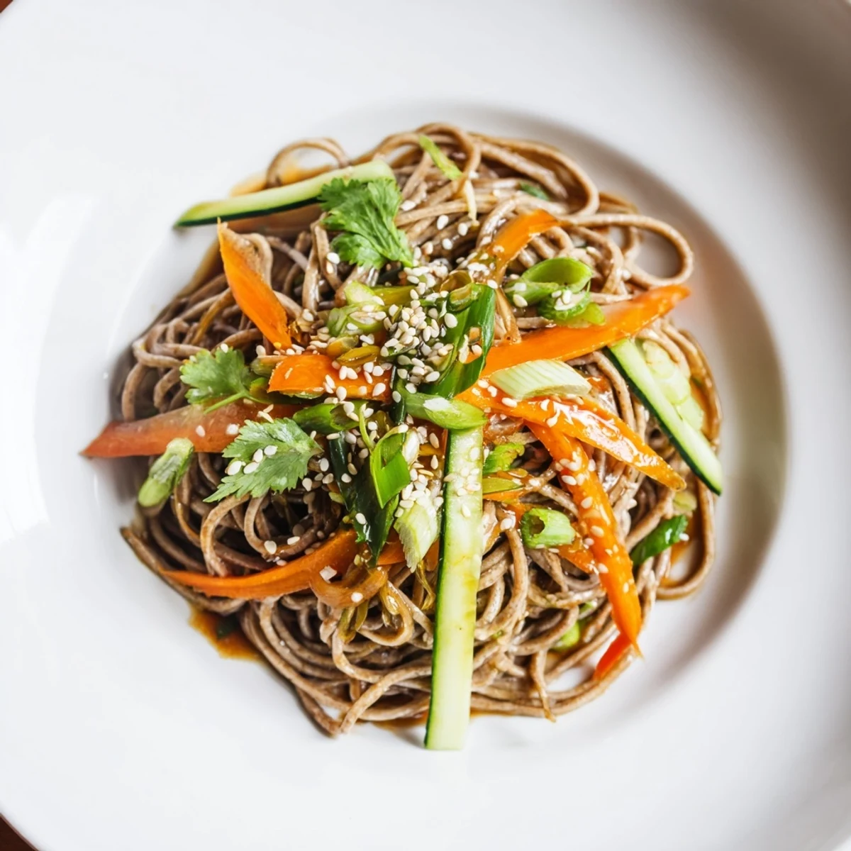 Chilled Noodle Lunch Cups filled with colorful julienned vegetables and glistening sesame sauce.