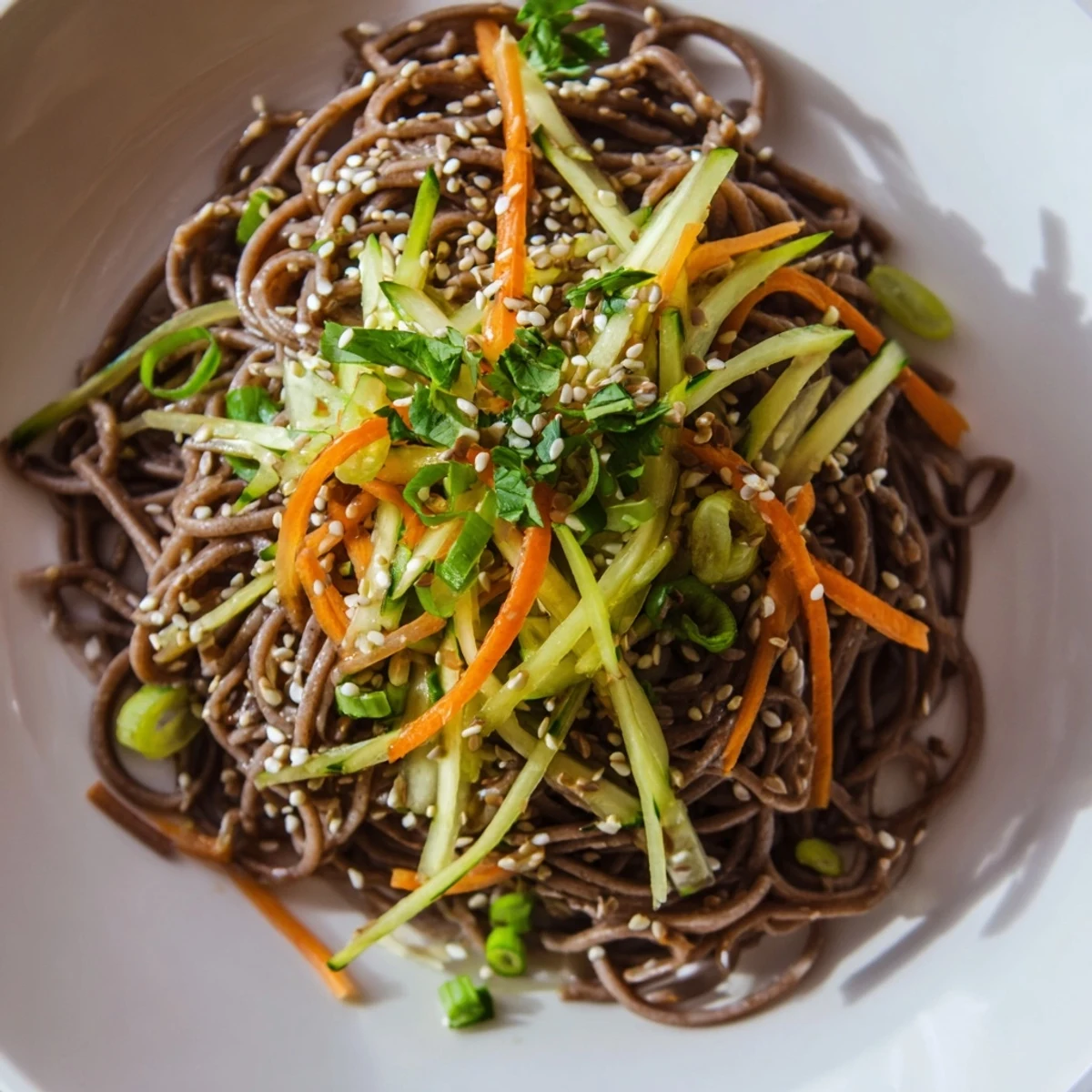 Vibrant Chilled Noodle Lunch Cups, featuring cool noodles, are garnished with fresh cilantro and crunchy carrots.
