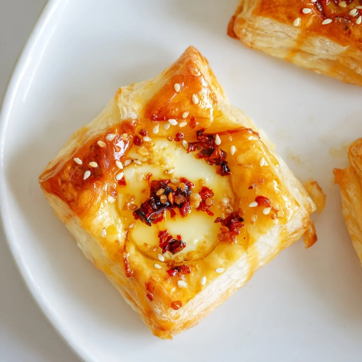 Chili Crisp Honey Brie Bites