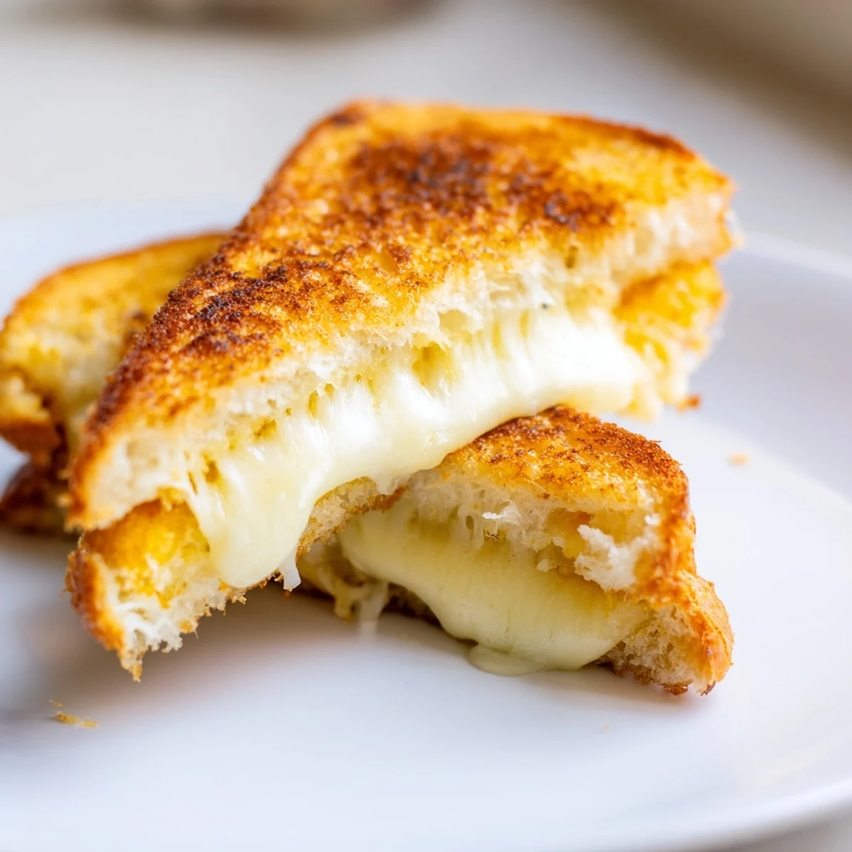 Buttery bread encases crunchy mozzarella sticks and melty cheese slices in this decadent American sandwich.