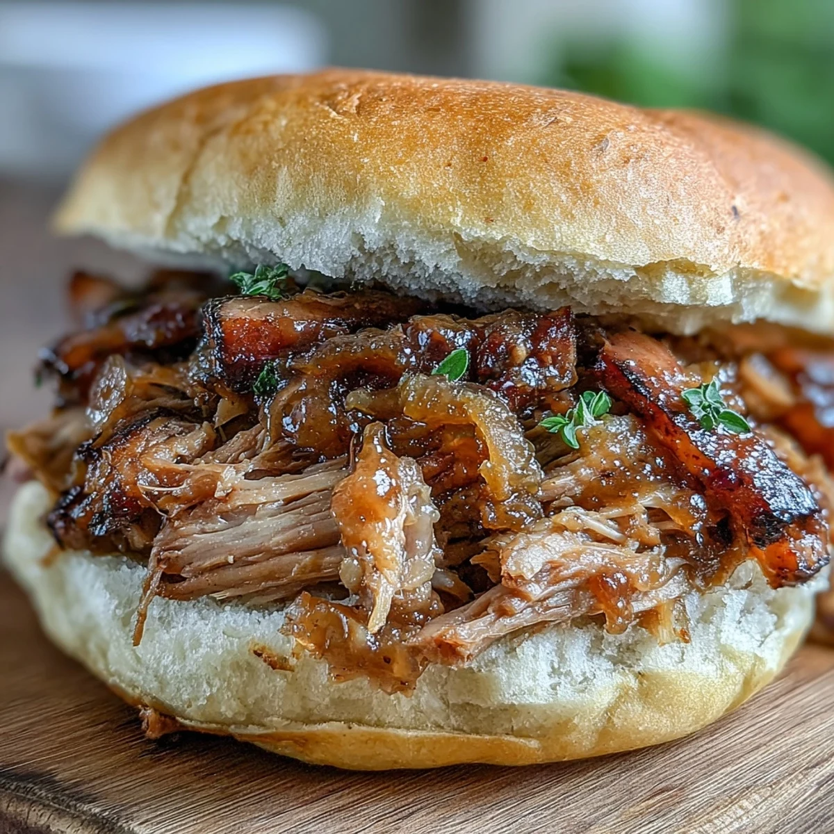 Hearty Applesauce Pulled Pork Sandwiches served with extra applesauce on the side, ready for a family dinner.
