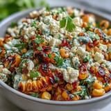 Vibrant Mexican Street Corn Salad with cotija cheese and fresh cilantro.