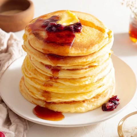Stack of light and airy ricotta pancakes, showcasing their delicate texture and a beautiful golden hue.