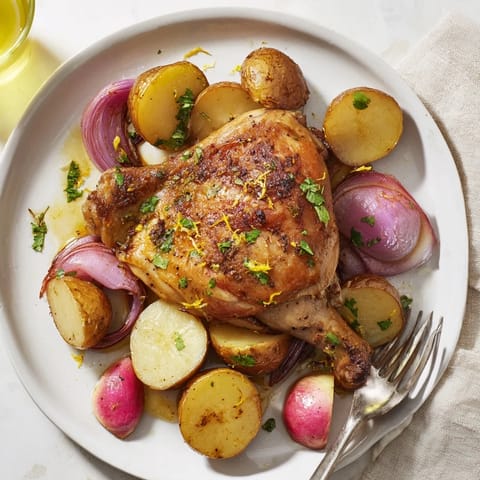This Roasted Radish & Chicken Sheet Pan meal features juicy thighs, tender potatoes, and bright roasted radishes ready for weeknight family dinners.  