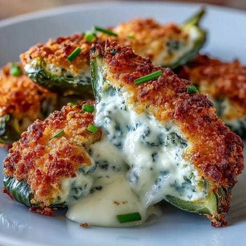 Crispy Air Fryer Jalapeño Poppers, served warm with a cool ranch dip and a sprinkle of fresh chives.
