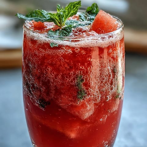 Vibrant watermelon lime sparkling punch with fresh mint and lime slices in a clear glass pitcher.