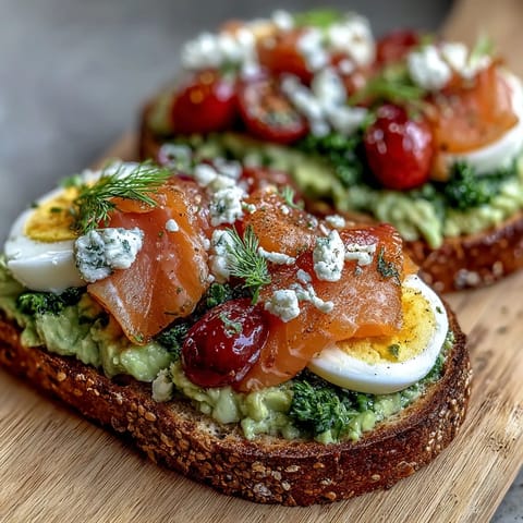 Spring Brunch Avocado Toast Board with Smoked Salmon featuring creamy avocado spread on rustic sourdough, topped with smoked salmon and fresh veggies for a vibrant, shareable meal.