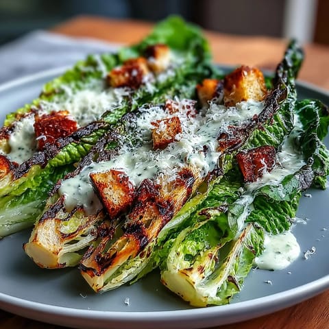 DSC_0021 - Grilled Caesar Salad with Charred Romaine, smoky char, drizzled dressing.