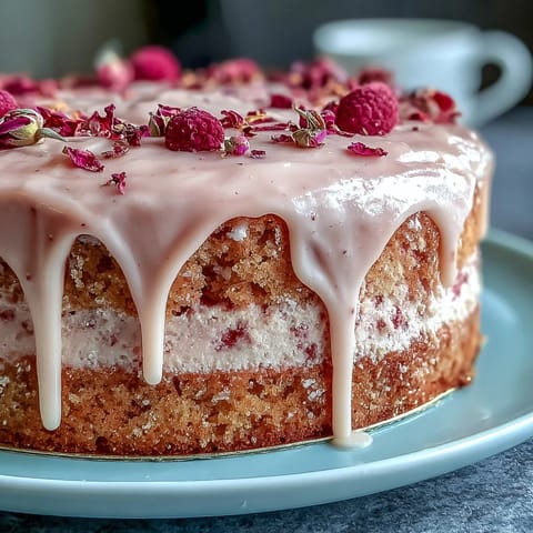 Luxurious pink velvet cake with rosé and edible gold drip for parties.