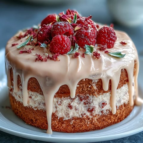 Elegant Bridal Shower Rosé Velvet Cake with shimmering gold drip.