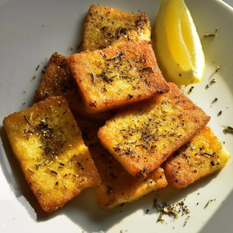 Close-up of bubbling, browned Greek Saganaki, perfect with lemon wedges for a delightful bite.