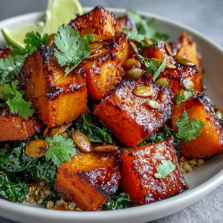Seasonal Red Kuri Squash Bowl, a comforting dish with smoky, sweet, and spicy notes.