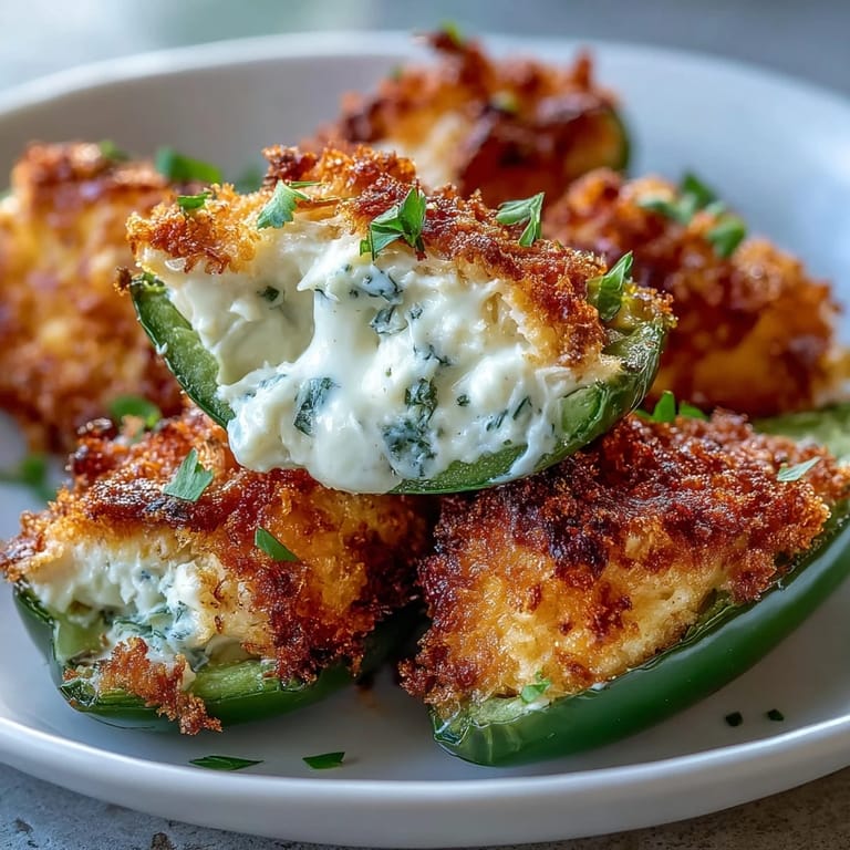 Spicy jalapeño halves stuffed with creamy crab filling are served warm as a Southern appetizer.