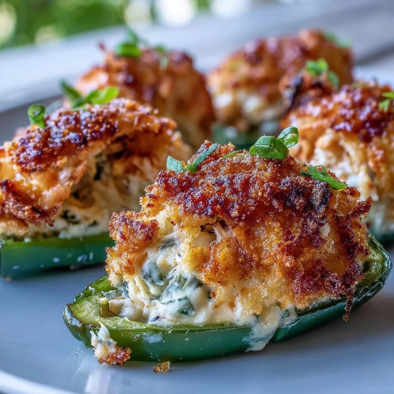 Baked Cajun Crab Poppers with golden panko topping are arranged on a platter with lemon wedges.