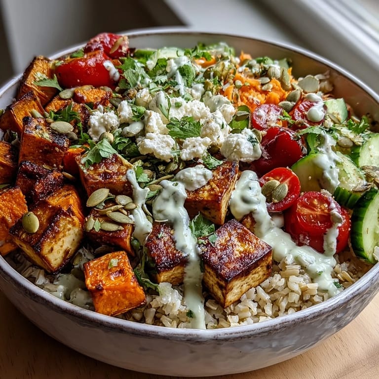 Colorful Customizable Grain Bowl with steamed broccoli, shredded carrots, and toasted pumpkin seeds offering a crunchy texture contrast.