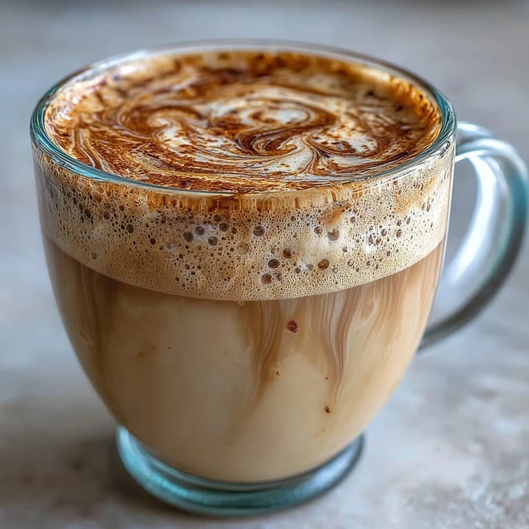 A soothing Hojicha Latte with Vanilla Extract topped with light foam, served beside maple syrup and vanilla.