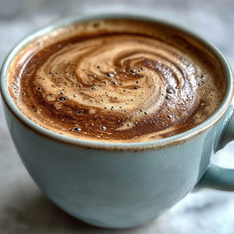 Steaming Hojicha Flat White topped with rich microfoam, prepared with hojicha concentrate and whole milk.