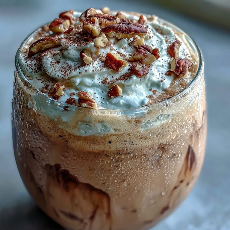 Creamy Japanese beverage blending roasted tea and vanilla ice cream for a comforting sip.