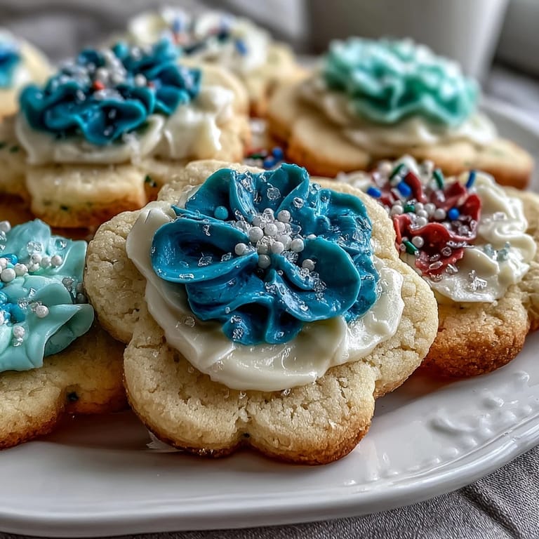 Buttery shortbread cookies decorated with vibrant royal icing, ideal for a cheerful spring dessert table.  