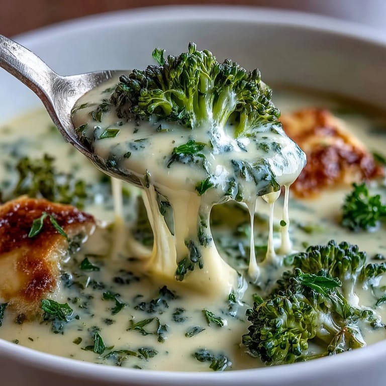 Rich and cheesy broccoli cheddar soup, featuring fresh broccoli and a smooth, comforting texture perfect for chilly days.