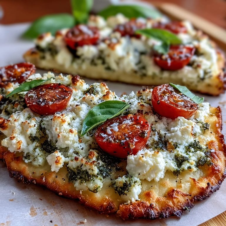 Healthy cottage cheese flatbread recipe, ready for a flavorful pesto topping.
