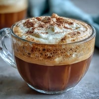 Steaming Hojicha Macchiato topped with frothy milk foam in a small espresso cup.