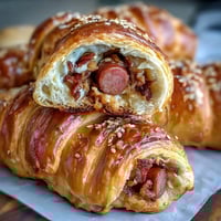 Mini Pigs in a Blanket with Dipping Sauce, golden pastry-wrapped sausages baked to perfection and served with tangy honey mustard dip.